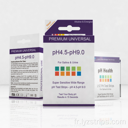 Test de bandelette urinaire CE pour pH 4,5-9,0